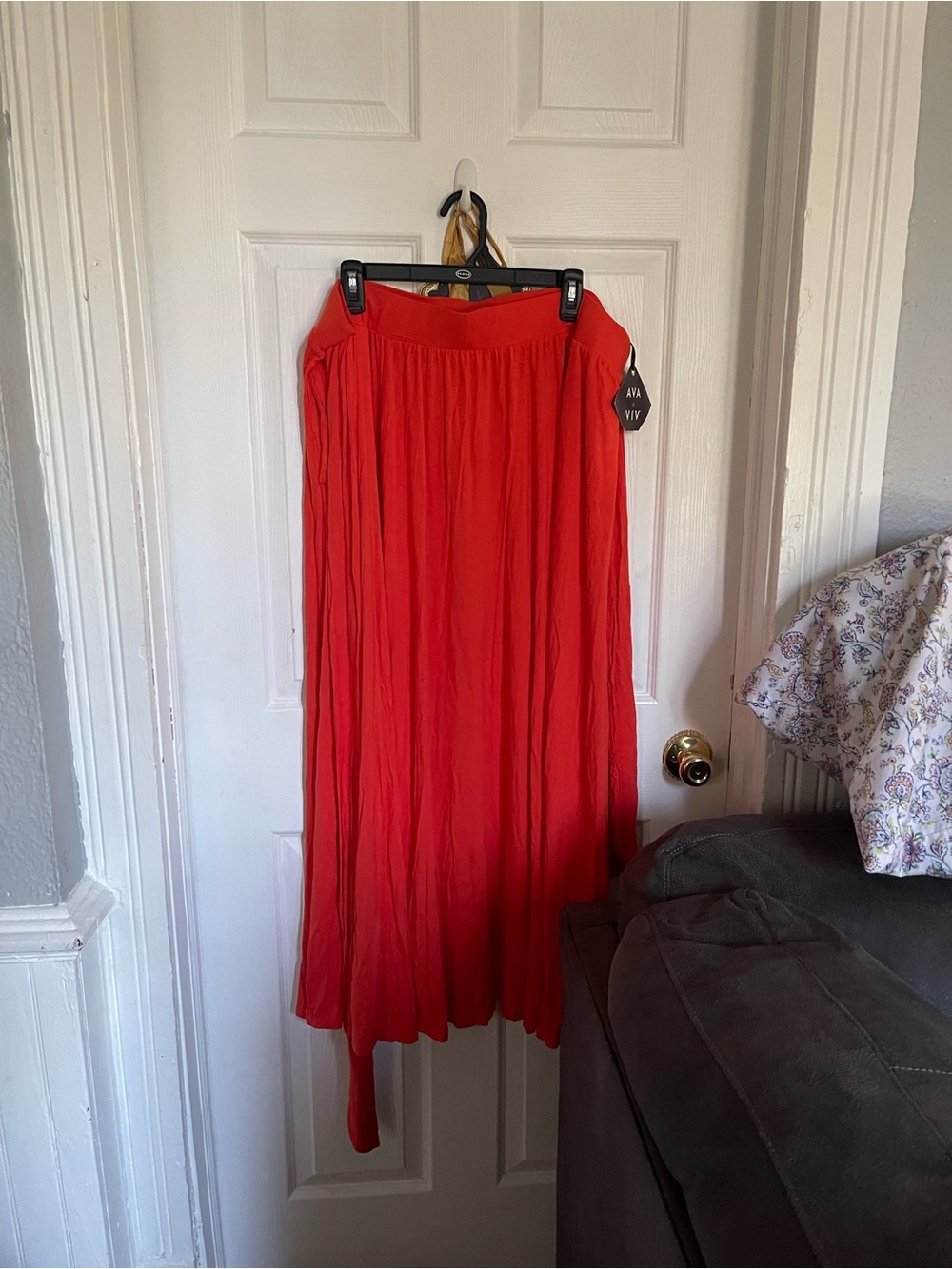 Ava & Viv Red Pleated Maxi Skirt